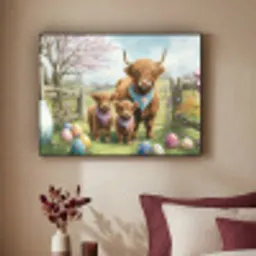 Schotsehooglanders - Paaseieren - Lente Textielframe - compleet frame klein -sfeer1