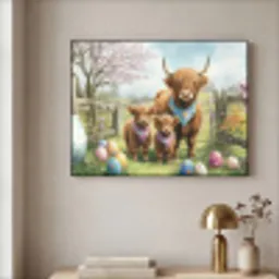Schotsehooglanders - Paaseieren - Lente Textielframe - compleet frame klein -sfeer2