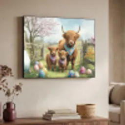 Schotsehooglanders - Paaseieren - Lente Textielframe zwart klein -sfeer3