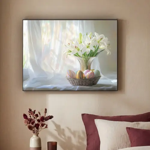 Vaas - Eieren - Bloemen Textielframe - compleet frame klein -sfeer1