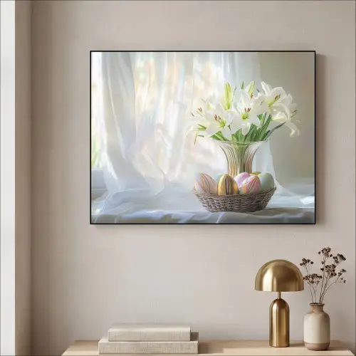 Vaas - Eieren - Bloemen Textielframe - compleet frame klein -sfeer2