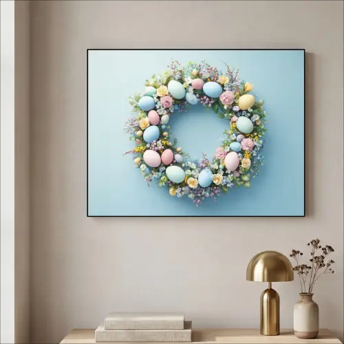 Krans - Eieren - Bloemen Textielframe - compleet frame klein -sfeer2