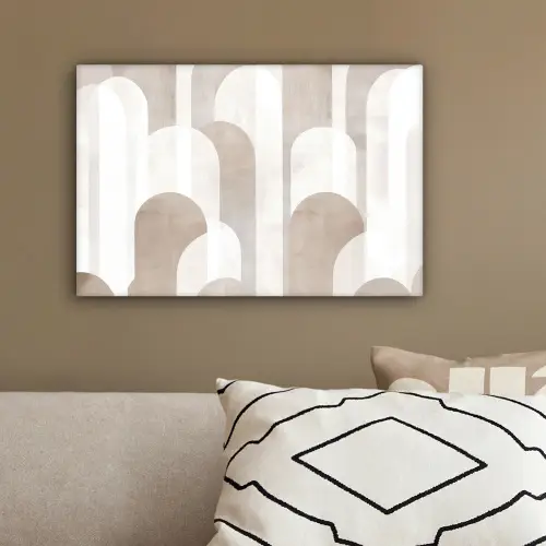 Abstracte bogen - Modern - Beige canvas 2cm klein -sfeer3