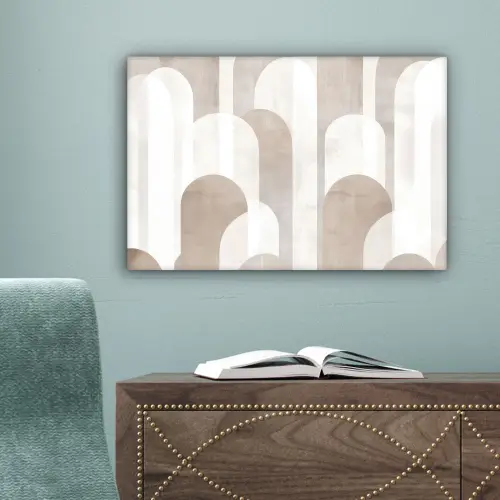 Abstracte bogen - Modern - Beige canvas 2cm klein -sfeer4