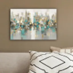 Abstract - Blokken - Goud - Skyline canvas 2cm klein -sfeer3
