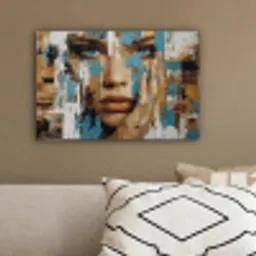 Abstract - Penseelstreken - Blauw - Gezicht canvas 2cm klein -sfeer3