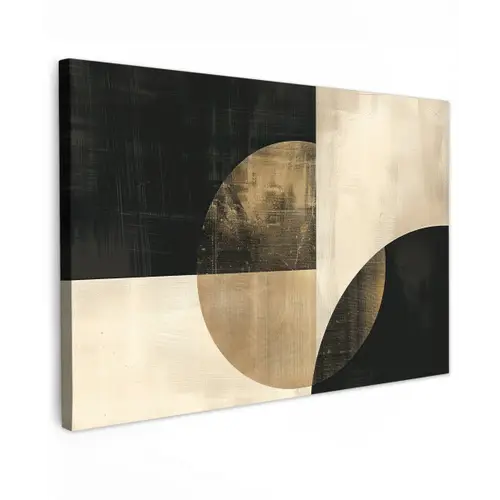 Abstract - Cirkels - Zwart - Goud canvas 2cm klein -z3d