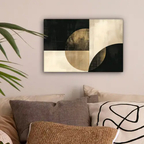 Abstract - Cirkels - Zwart - Goud canvas 2cm klein -sfeer1