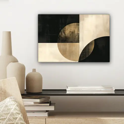 Abstract - Cirkels - Zwart - Goud canvas 2cm klein -sfeer6