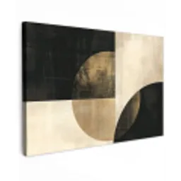 Abstract - Cirkels - Zwart - Goud canvas 2cm klein -z3d