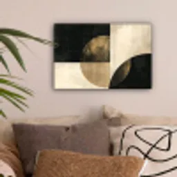 Abstract - Cirkels - Zwart - Goud canvas 2cm klein -sfeer1