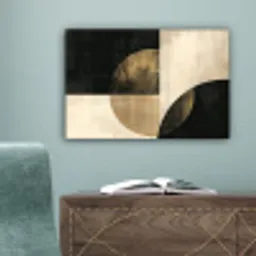 Abstract - Cirkels - Zwart - Goud canvas 2cm klein -sfeer4