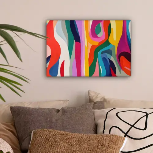 Abstract - Kleurrijk - Golven - Lijnen canvas 2cm klein -sfeer1