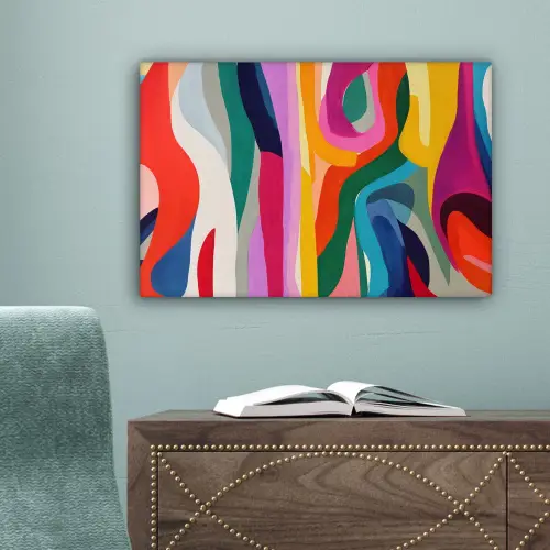 Abstract - Kleurrijk - Golven - Lijnen canvas 2cm klein -sfeer4
