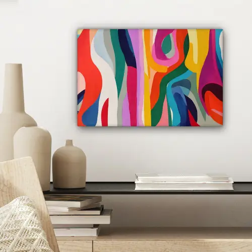 Abstract - Kleurrijk - Golven - Lijnen canvas 2cm klein -sfeer6