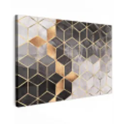 Abstract - Kubus - Goud - Patronen - Zwart - Wit canvas 2cm klein -z3d