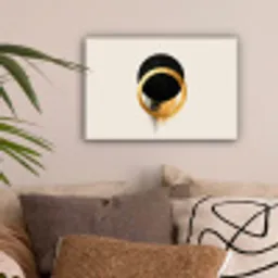 Abstract ontwerp - Zwarte cirkel - Verfvlekken canvas 2cm klein -sfeer1