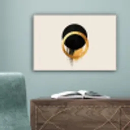 Abstract ontwerp - Zwarte cirkel - Verfvlekken canvas 2cm klein -sfeer4