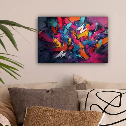 Abstract - Explosie - Neonkleuren canvas 2cm klein -sfeer1