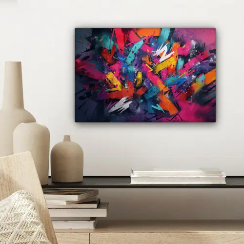 Abstract - Explosie - Neonkleuren canvas 2cm klein -sfeer6