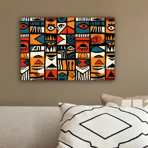 Abstract - Gezichten - Mozaïek canvas 2cm klein -sfeer3