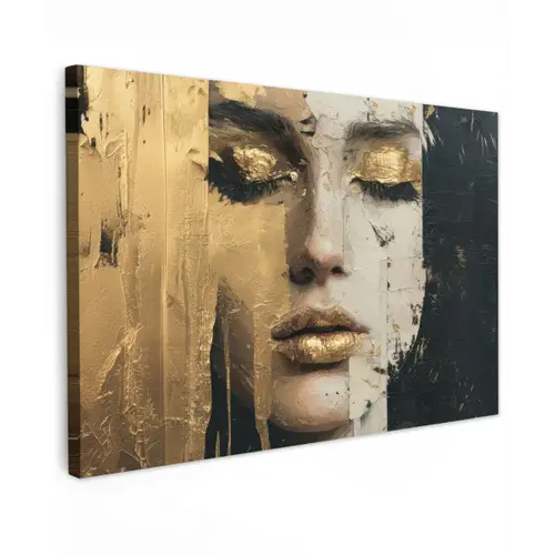 Abstract - Goud - Gezicht - Lippen canvas 2cm klein -z3d