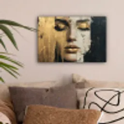 Abstract - Goud - Gezicht - Lippen canvas 2cm klein -sfeer1