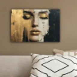 Abstract - Goud - Gezicht - Lippen canvas 2cm klein -sfeer3