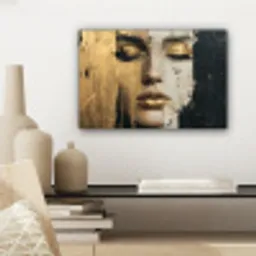 Abstract - Goud - Gezicht - Lippen canvas 2cm klein -sfeer6