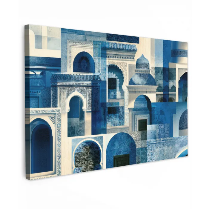 Abstract - Islamitisch - Blauw - Wit canvas 2cm klein -z3d