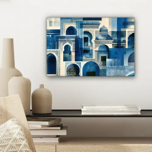 Abstract - Islamitisch - Blauw - Wit canvas 2cm klein -sfeer6
