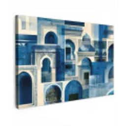 Abstract - Islamitisch - Blauw - Wit canvas 2cm klein -z3d