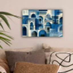 Abstract - Islamitisch - Blauw - Wit canvas 2cm klein -sfeer1