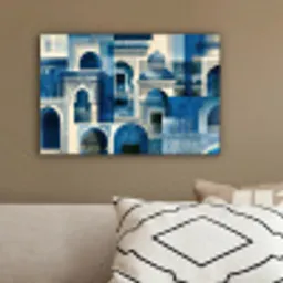Abstract - Islamitisch - Blauw - Wit canvas 2cm klein -sfeer3