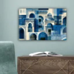 Abstract - Islamitisch - Blauw - Wit canvas 2cm klein -sfeer4