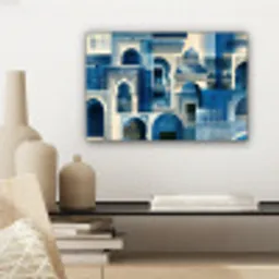 Abstract - Islamitisch - Blauw - Wit canvas 2cm klein -sfeer6
