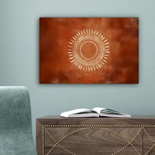 Abstract - Lijnen - Zonnestralen - Roodbruin canvas 2cm klein -sfeer4