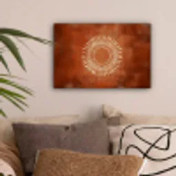 Abstract - Lijnen - Zonnestralen - Roodbruin canvas 2cm klein -sfeer1