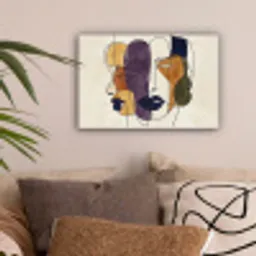 Abstract - Overlappende gezichten - Paars - Donkergroen canvas 2cm klein -sfeer1