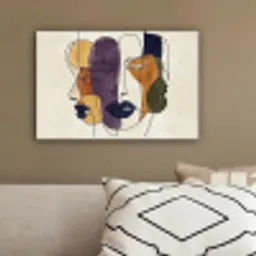 Abstract - Overlappende gezichten - Paars - Donkergroen canvas 2cm klein -sfeer3