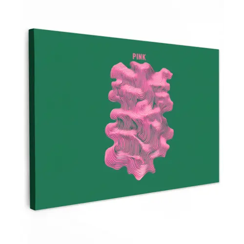 Abstract - Pink - Lijnen - Groen canvas 2cm klein -z3d