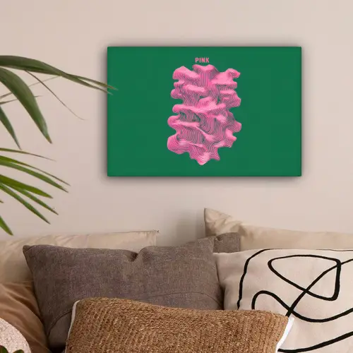Abstract - Pink - Lijnen - Groen canvas 2cm klein -sfeer1