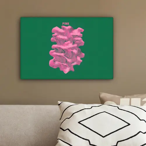 Abstract - Pink - Lijnen - Groen canvas 2cm klein -sfeer3