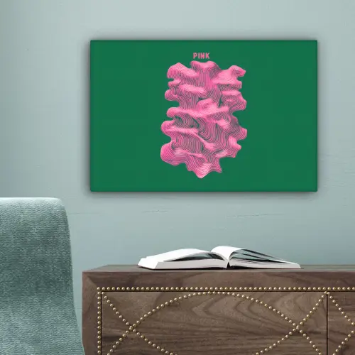 Abstract - Pink - Lijnen - Groen canvas 2cm klein -sfeer4