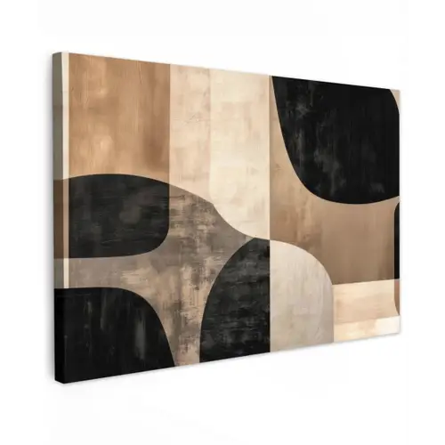 Abstract - Vlakken - Zwart - Rond canvas 2cm klein -z3d