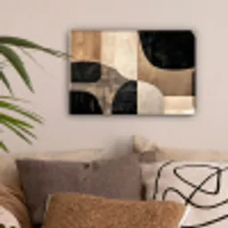 Abstract - Vlakken - Zwart - Rond canvas 2cm klein -sfeer1