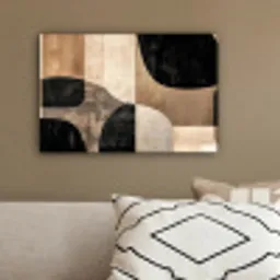Abstract - Vlakken - Zwart - Rond canvas 2cm klein -sfeer3