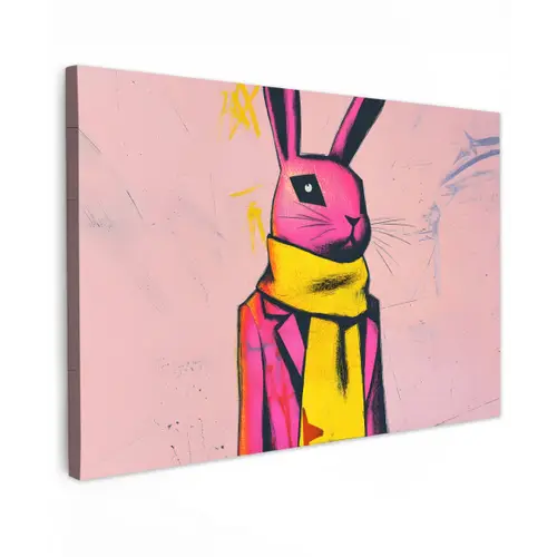 Abstract - Konijn - Sjaal - Geel canvas 2cm klein -z3d