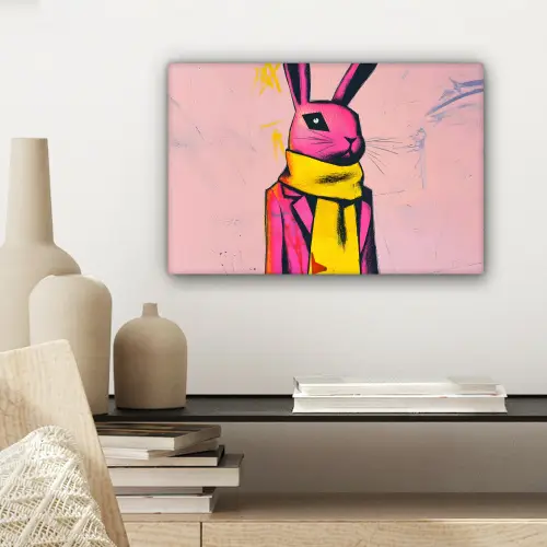 Abstract - Konijn - Sjaal - Geel canvas 2cm klein -sfeer6