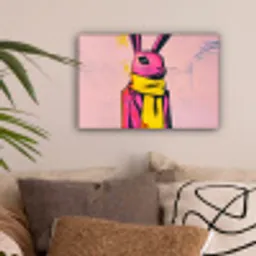 Abstract - Konijn - Sjaal - Geel canvas 2cm klein -sfeer1
